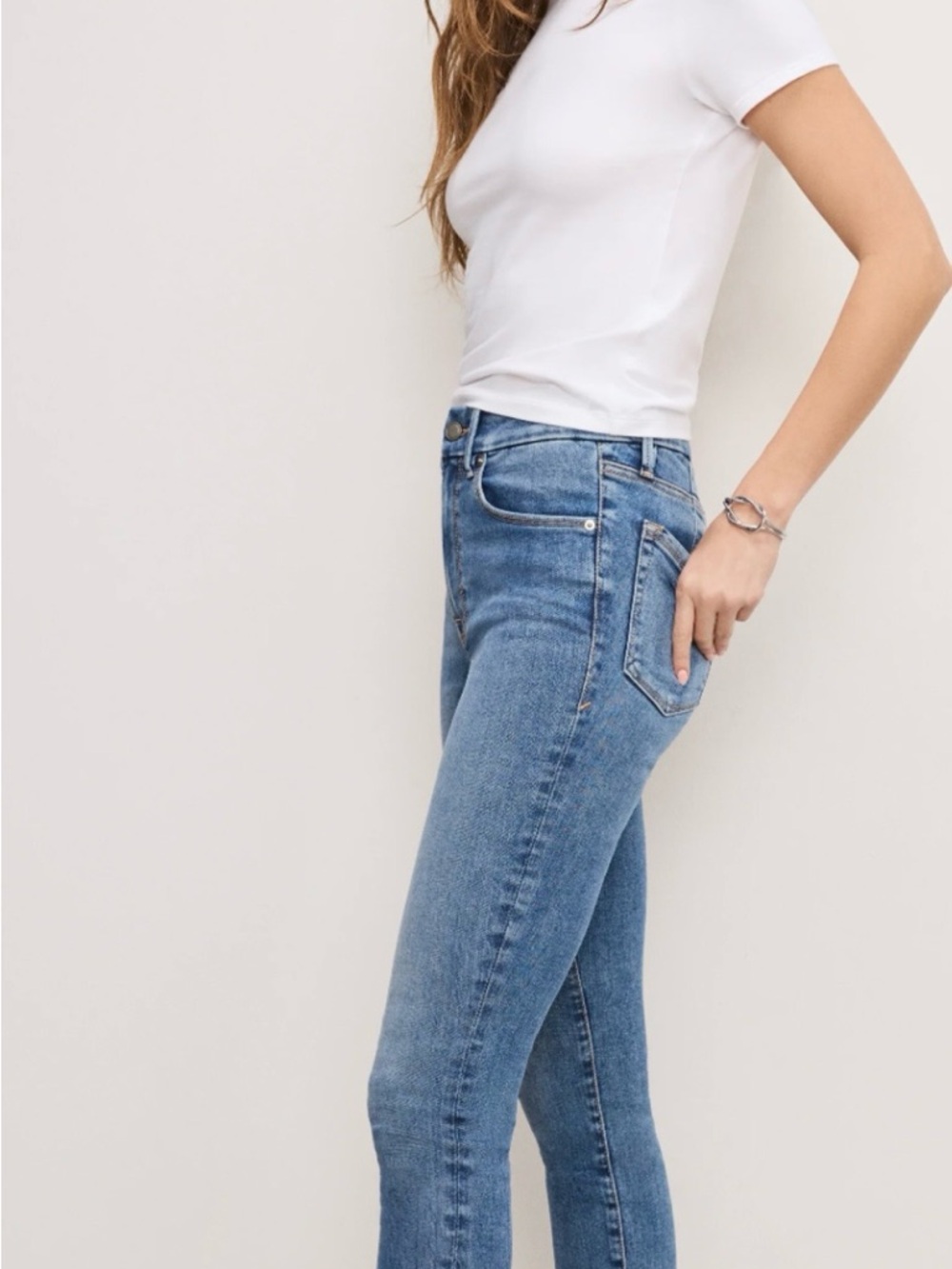Good American Mid Wash Skinny High-Rise Jeans